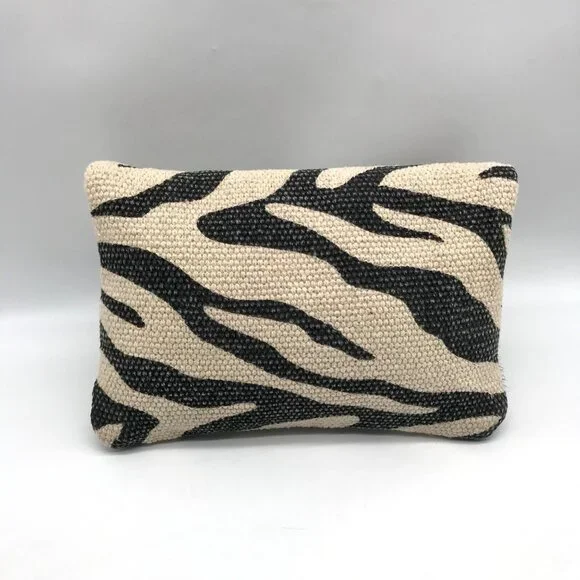 Bhrayna Zebra Design Fold Over Cotton & Leather Clutch - Picture 2 of 10